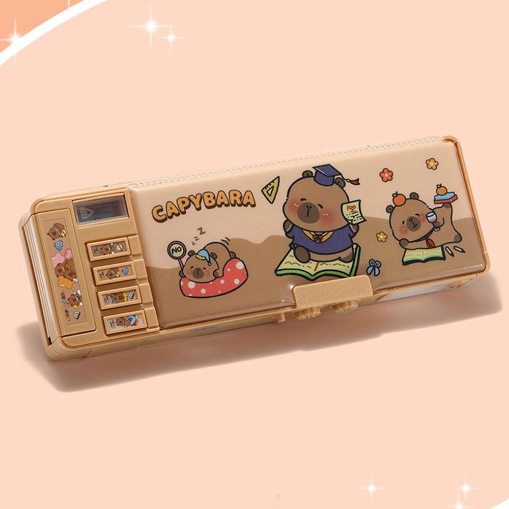 Doppellagiges Capybara Federmäppchen Große Kapazität Schreibwaren Organizer Schreibwarenbox Studenten