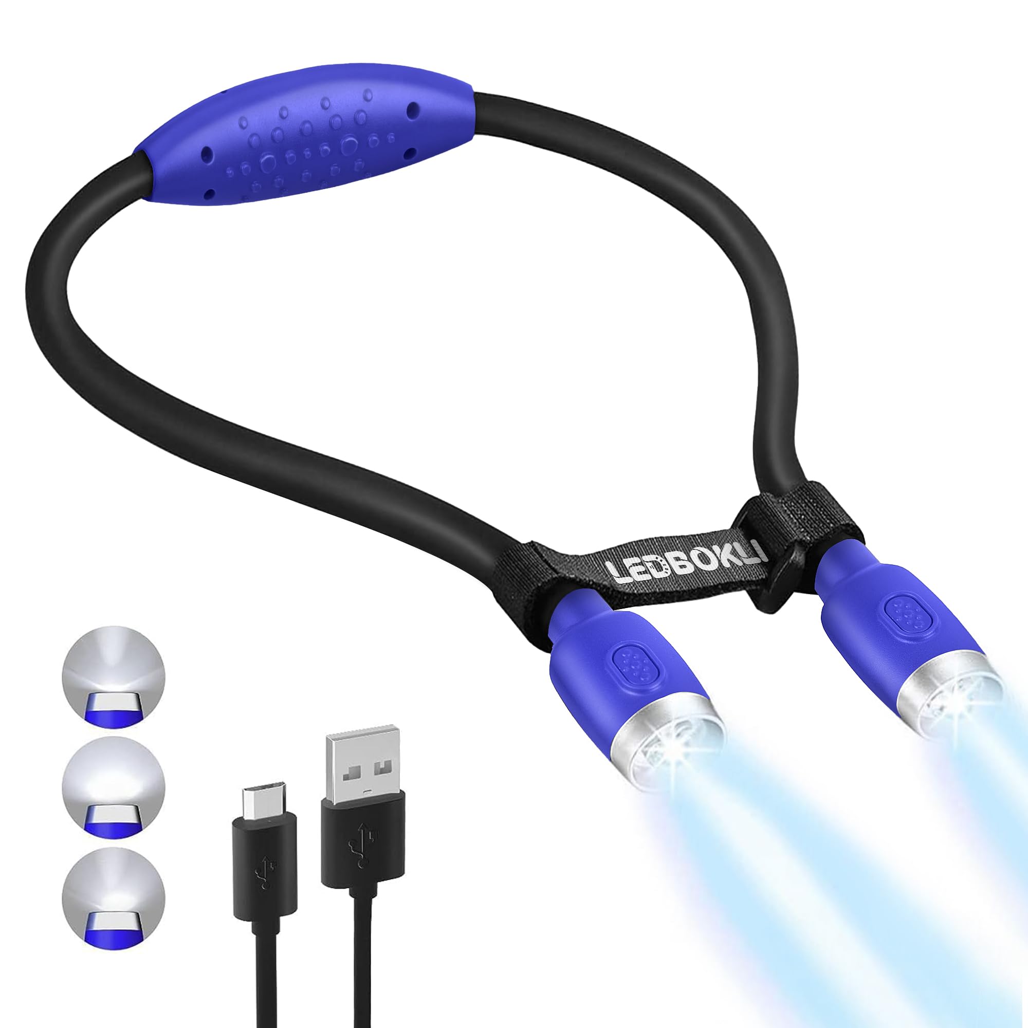 

LEDBOKLI Нашийник-ліхтар, Лампа для читання, Світлодіодна лампа для читання, 6500-7000K, 3 рівні яскравості, 800 мАг, USB-перезаряджувана, для читання, прогулянок, відключень електроенергії,