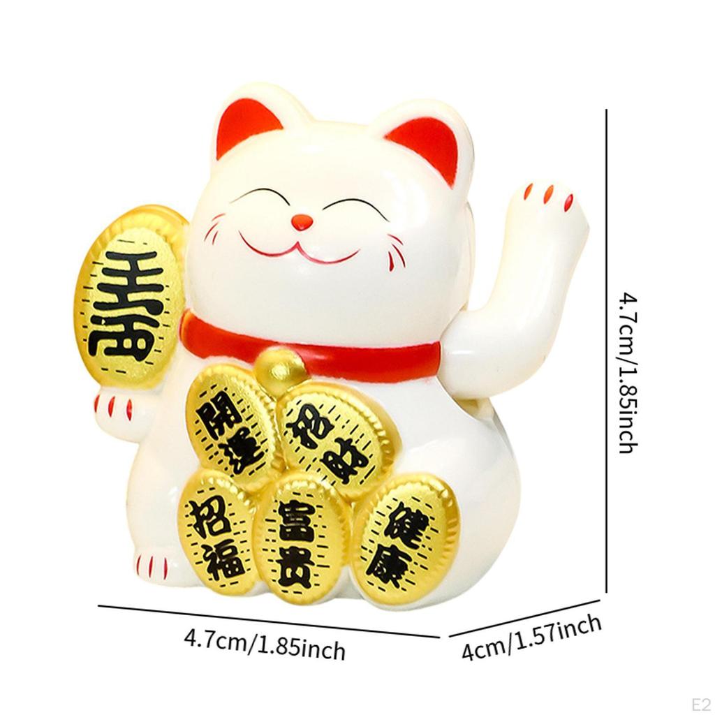 Mini Lucky Cat Figurine Cartoon Statue for Bookshelf Centerpiece Bedroom White