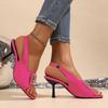 New open-toed large size fine heel high heel large size square head empty word with sandals women