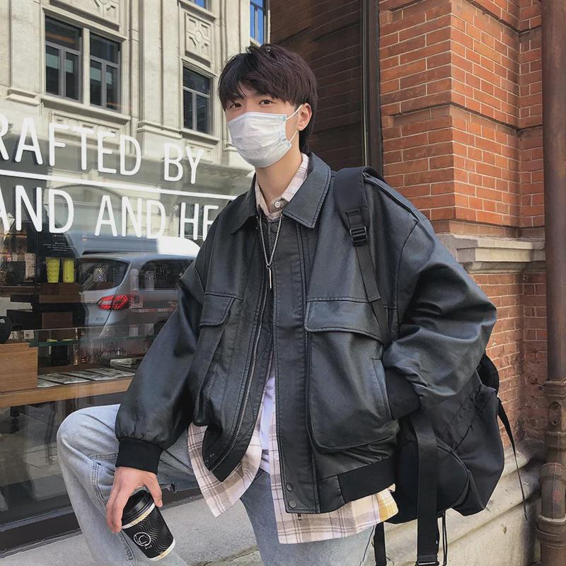 Men's Trendy Brown Leather Retro Motorcycle Jacket, Inspired by Pilot and Baseball Styles