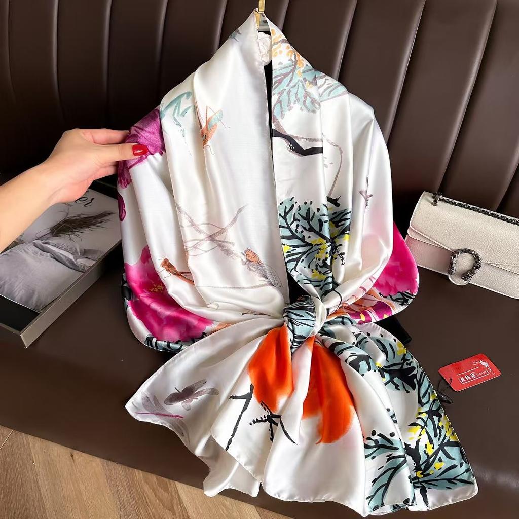 180*90cm Luxury Brand Spring Summer Autumn Women Clothing New Fashion Color matching printed silk scarf lady popular turba