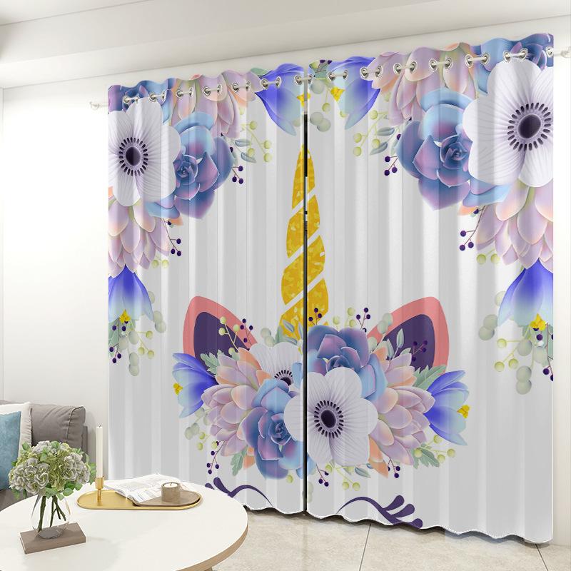 Unicorn Curtain Bedroom Living Room Balcony Blackout Curtain Office Hotel Insulation Curtain