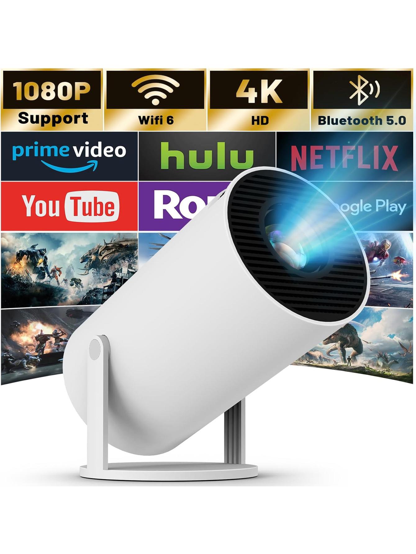 

Проектор HY300 4K Android 11 - Двойной WiFi6, 1280x720P HD Уличный Домашний Кинотеатр, Низкий Уровень Шума и Портативный Дизайн Eu plug