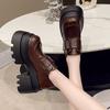2025 Spring Women's Thick Sole 10cm High Heel Loafers Shoes British Style Fashion Versatile Platform Single Footwear
