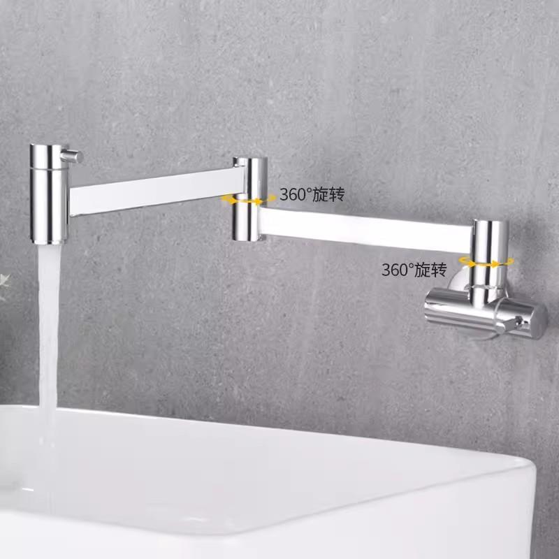 Βρύση Πλήρωσης Κατσαρόλας Ορειχάλκινη Επιτοίχια Μπαταρία Κουζίνας 360 Περιστρεφόμενο Πτυσσόμενο Ρύγχος Βρύση Μονό Κρύο Νερό Μαύρο/Λευκό