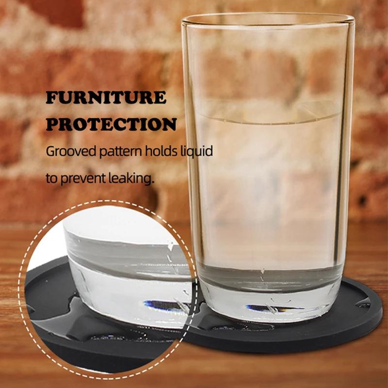 Silicone Coasters Round Heat 6Pcs 10cm Resistant Rubber Tea Cup Mat Drink Coffee Mug Glass Beverage Holder Pad Decor Table Mat