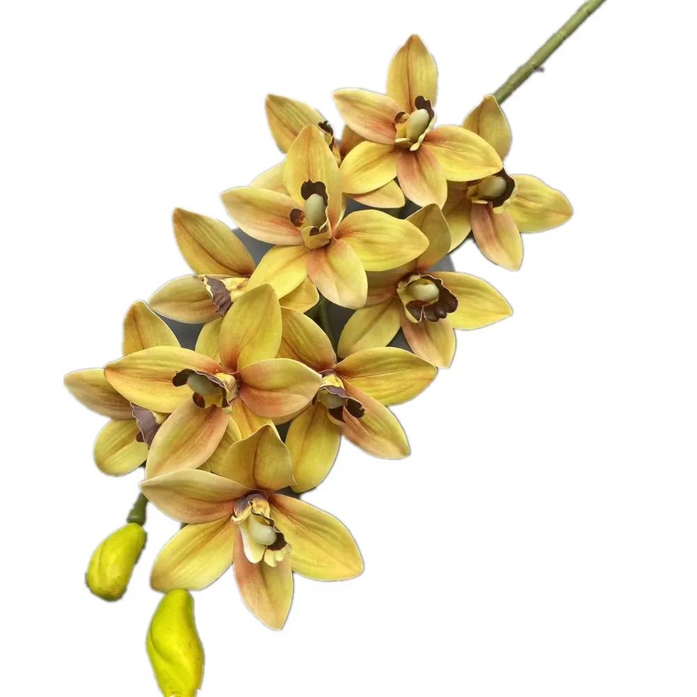 One Artificial Cymbidium Hookerianum 10 Heads Simulated Vanda Cymbidium Tropical Phalaenopsis Tiger Orchid Plant