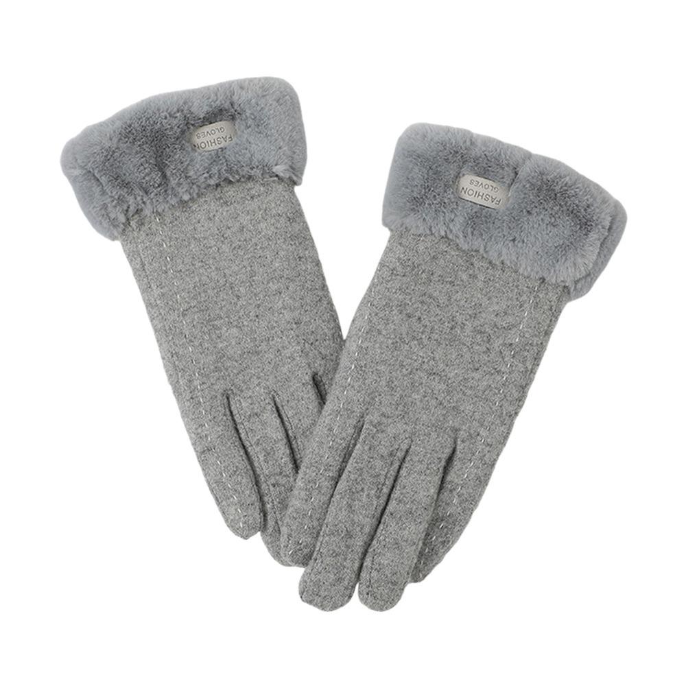 

Vintage Windproof Touch Screen Gloves Wear-resistant Full Finger Warm Mitts Thick Mittens серый