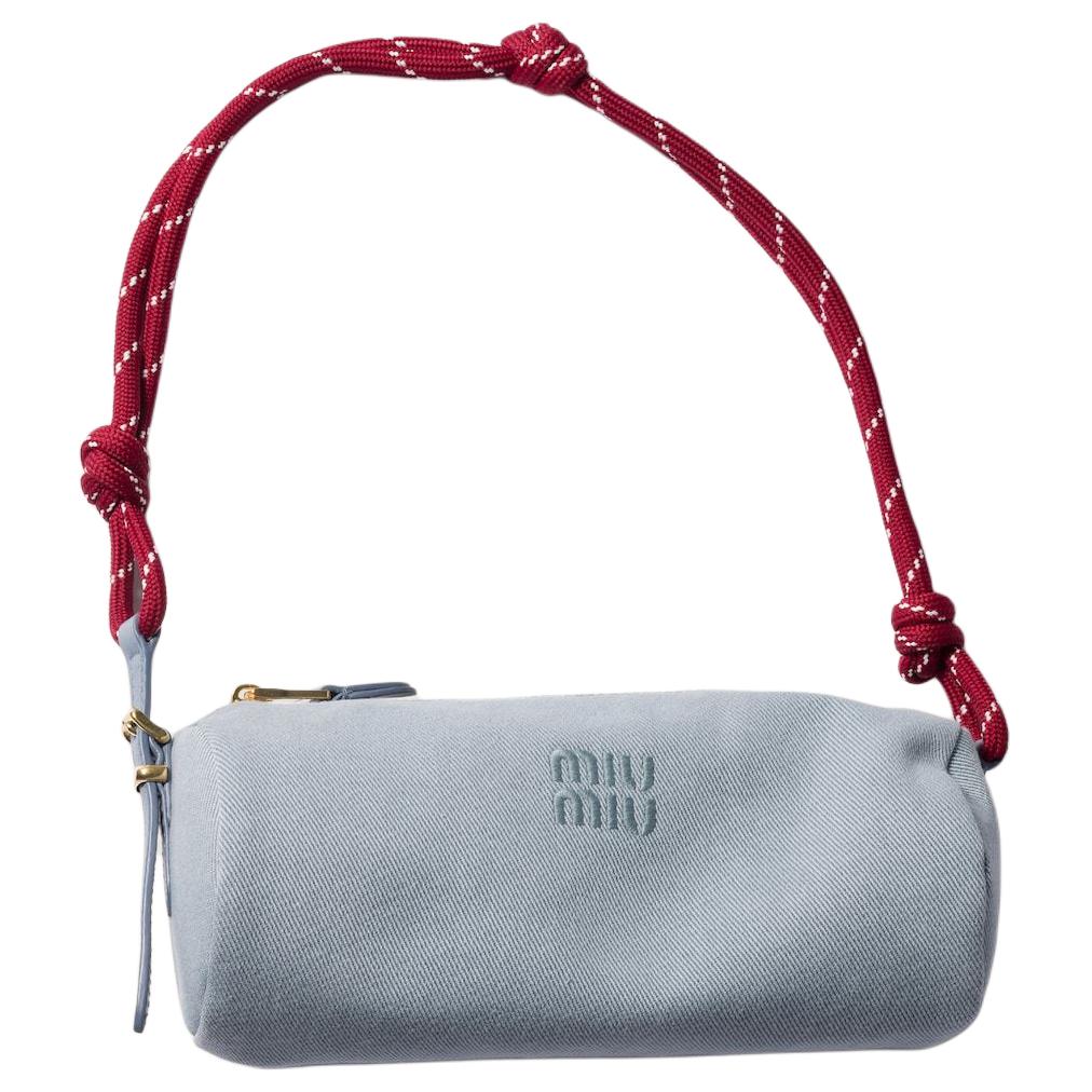 MIU MIU Monochrom Logo Bestickt Baumwolle Tragetasche Damen Tragetasche Stern-Blau 5NE853_2IA7_F05DH