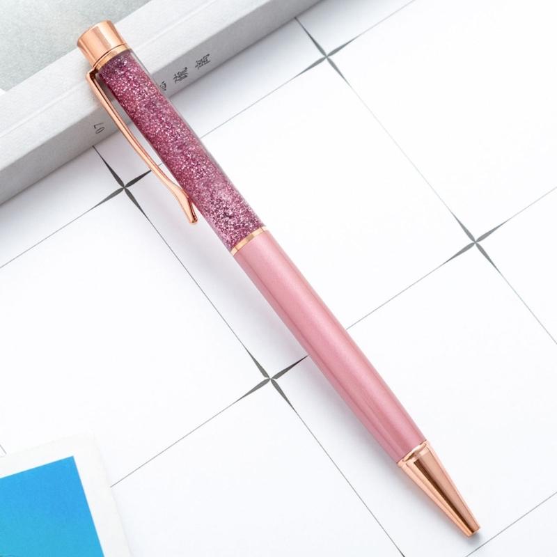 5Pcs Sequins Drift Sand Ballpoint Pens Refillable Metal Ballpoint Pens 1.0MM Tip for Daily Writing and Note Taking