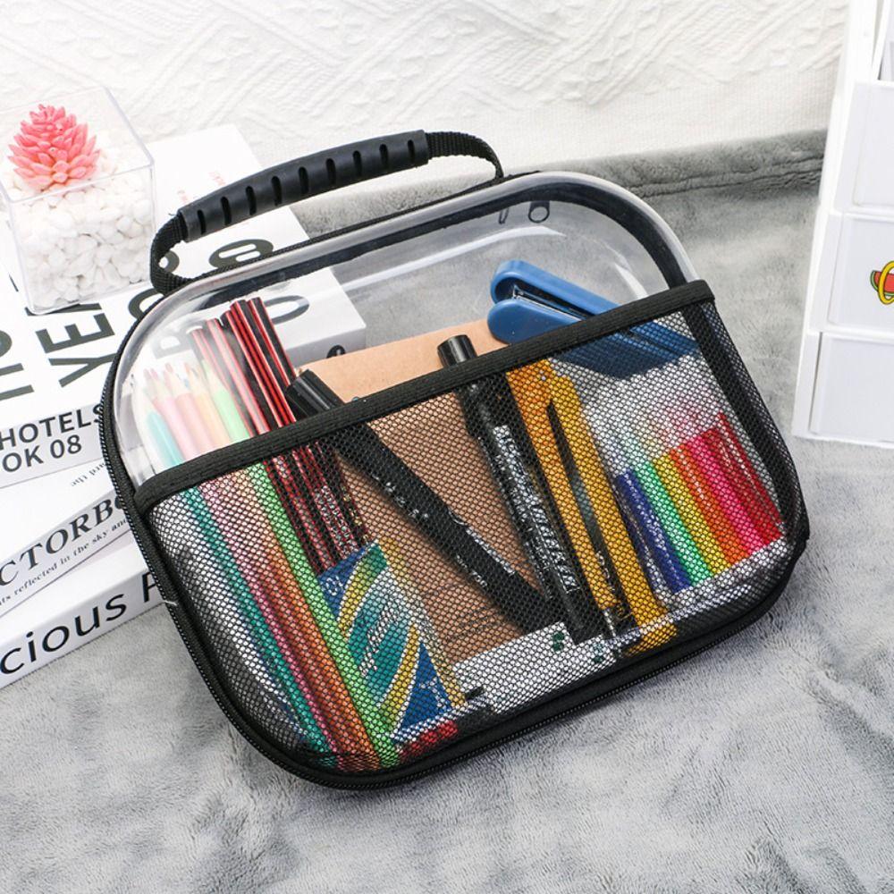 Large Capacity PVC Transparent Mesh Storage Bag Zipper Bag Toiletries Organizer Pouch  Sports