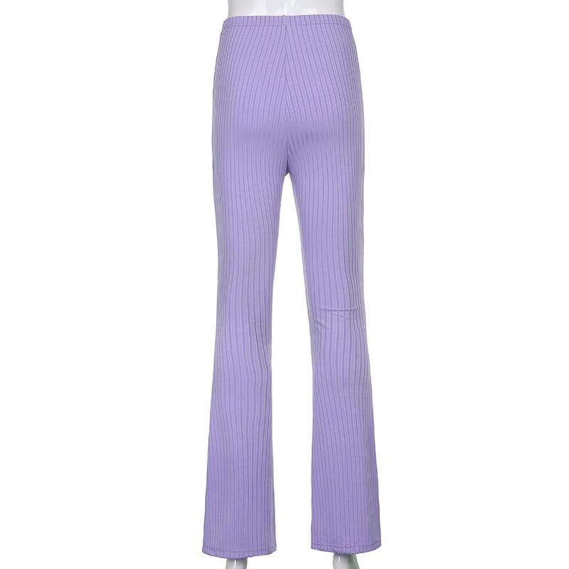 2023 Women's Fashion: European & American Style High-Waisted Micro-Flare Solid Color Elastic Pants