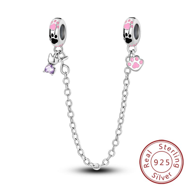 New Original Safety Chain Clasp Clip Charm Bead Copper Heart Bow Star Moon Fit Bracelet Diy Woman Girl Jewelry Gift