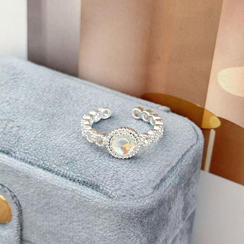 Light Luxury Niche Double-Layer Bead Ring For Women'S High-End Fashion Opening Adjustable Index Finger Ring Stacking Wearing Ring