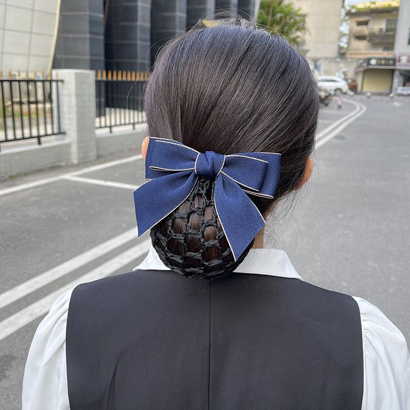 Head Flower Female Vocational Nurse Hairnet Bank Flight Attendant Special Disc Hair Net Pocket Bow Hairpin Tooling Headdress