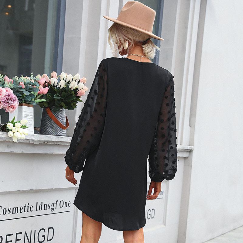 Temperament and Elegance Outer Wear Fashion Women's Black Long-sleeved Loose Dresses Fall