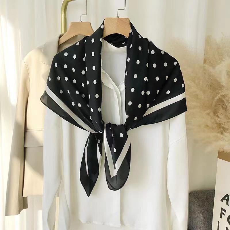 Polka dot printing 100 mulberry silk silk 70 silk scarf spring and summer silk square scarf trendy scarf streamer