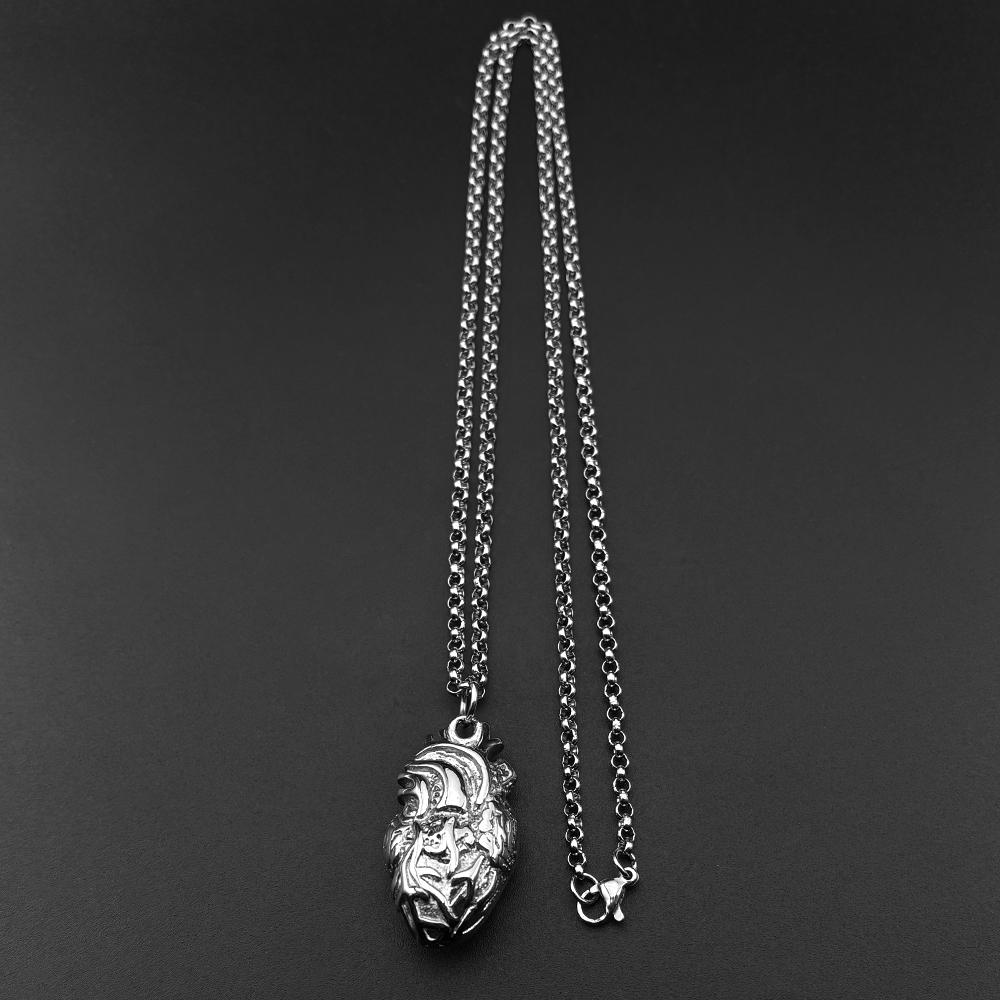 Human Heart Organ One Side Vivid Pendant Necklace Stainless Steel Chain Punk Party Women Men Doctors Nurses Jewelry Gift
