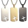 Cross Dog Tag Necklace Stainless Steel Hollowed Out Cross Pendant for Men Women Strong and Brave Christian Jewellery Amulet Gift
