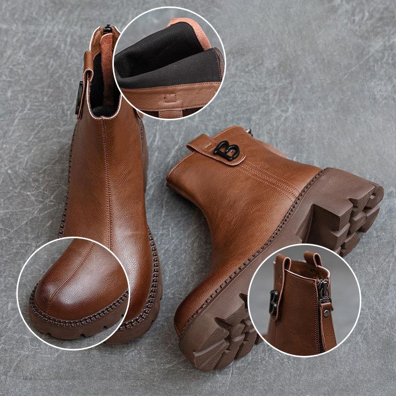 Autumn and Winter Shoes Women's Thick-soled Boots Plus-size High-heeled Ankle Boots