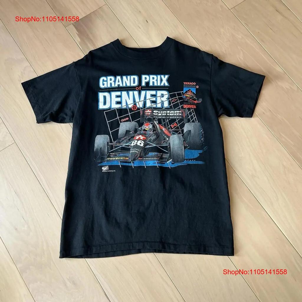Vintage Grand Prix Of Denver Indy Racing T Shirt Black Size Large Vintage Top For Everyday Wear Casual Homme Breathable