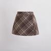 2025 Autumn/Winter Girls' High Waist Wool Plaid Skirt, Korean-Style Fashionable Slimming Short Skirt