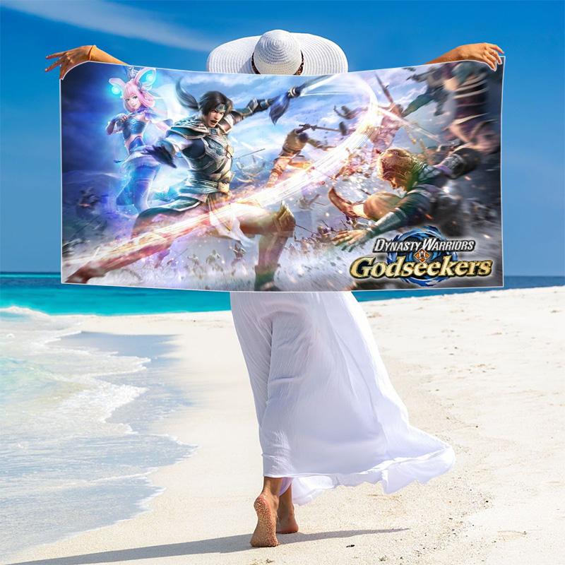 Dynasty Warriors Print Beach Towel, Large Soft Quick Dry Towel for Beach Camping Swimming