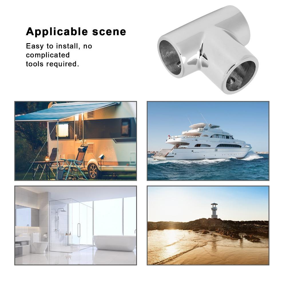 Polished Boat Handrail Tee Marine Pipe Connectors  Marine Yacht Boat Deck Railing