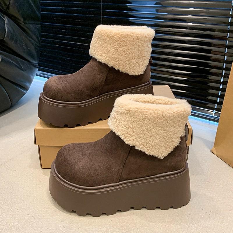 Mango Head Muffin Ice Cotton Women's New Small Man Heightened Thick-soled Turning Mouth Piled Thickened Cotton Shoes
