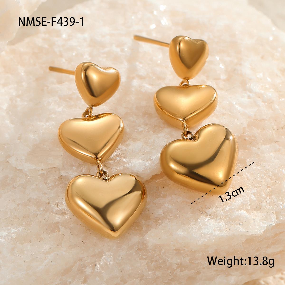 GEMCHIC Women s Gold Triple Heart Drop Earrings Stainless Steel Fashion Minimalist Jewelry 18K