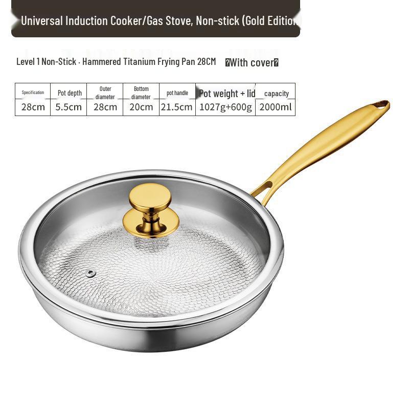Titanium Alloy Non-Stick Steak Pan for Gas Stove with Straight Edge