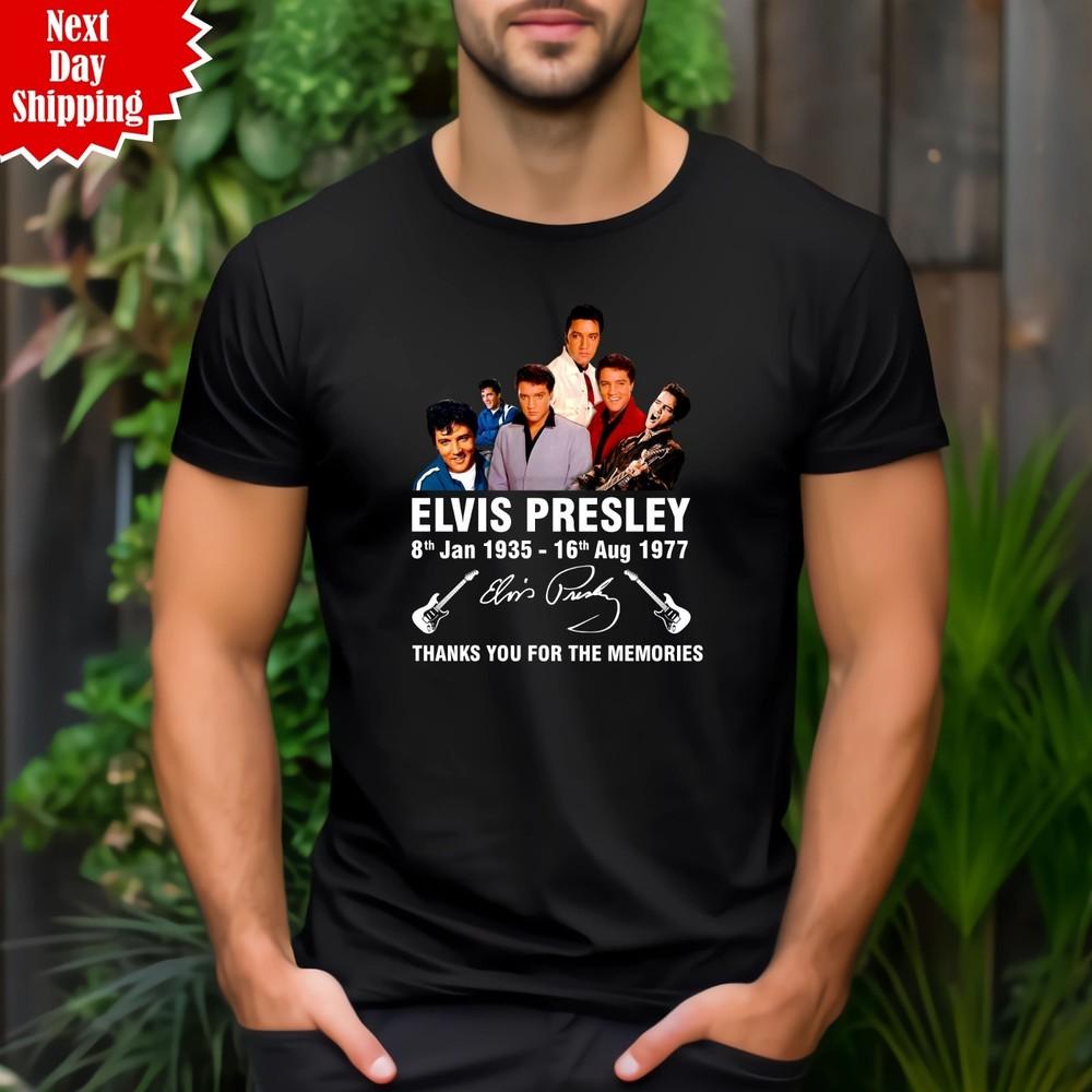 

Elvis Presley T Shirt Short Sleeve Printed Anniversary Men 100% Cotton Tee Tops 3XL