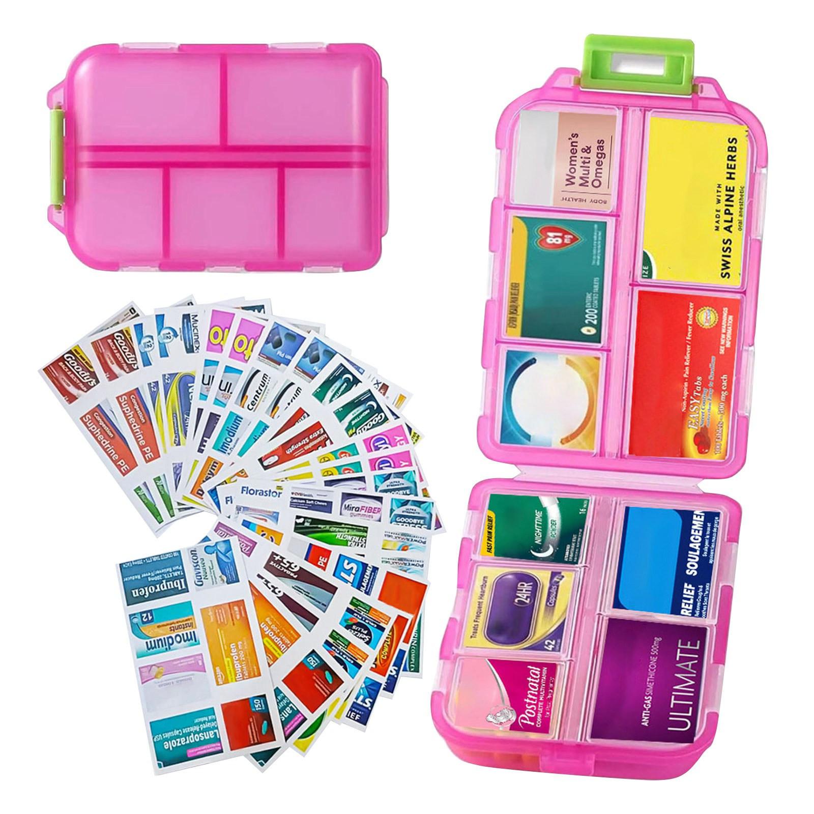 

Органайзер с этикетками для ежедневного использования в дорожных контейнерах Органайзер для хранения лекарств Органайзер для хранения дорожных принадлежностей 7-дневный органайзер One Size розовый