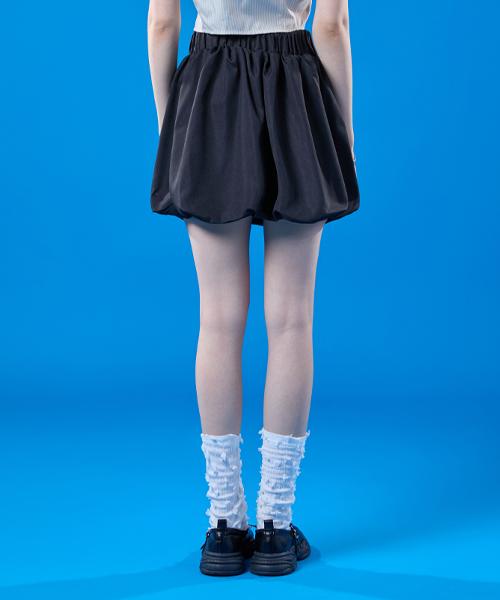 KOLEAT Balloon Cooling Crinkly Layered Mini Skirt [Black] Kcl.