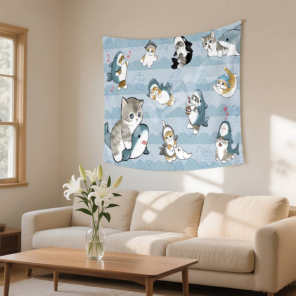 Funny Cat Mofusand Tapestry Wall Hanging Tapestry Art Deco Blanket Curtain Hanging At Home Bedroom Living Room Decor