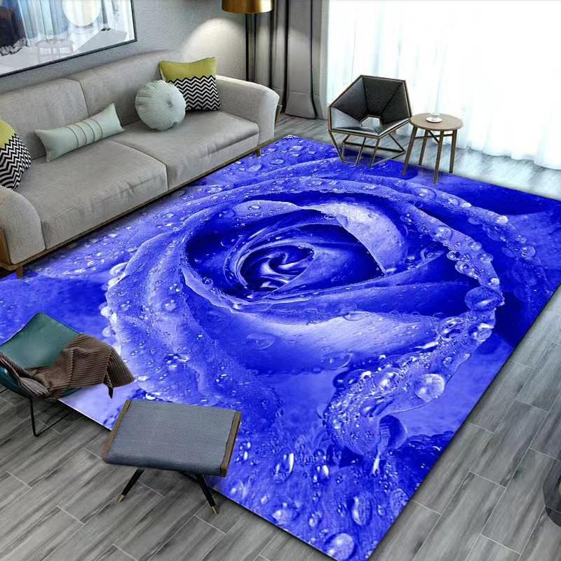 Flower Carpet Retro Printed Abstract Carpet Living Room Tea Table Mat Home Room Carpet Mat
