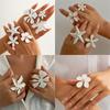 Elegant Big White Flower Adjustable Ring for Women Vintage Petals Open Chunky Exaggerated Finger Ring Bridal Wedding Jewelry