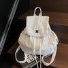 2025  Women's Split Type Grid Canvas Mountaineering Bag College Double Shoulder Casual Backpack Single Shoulder Bucket Bag