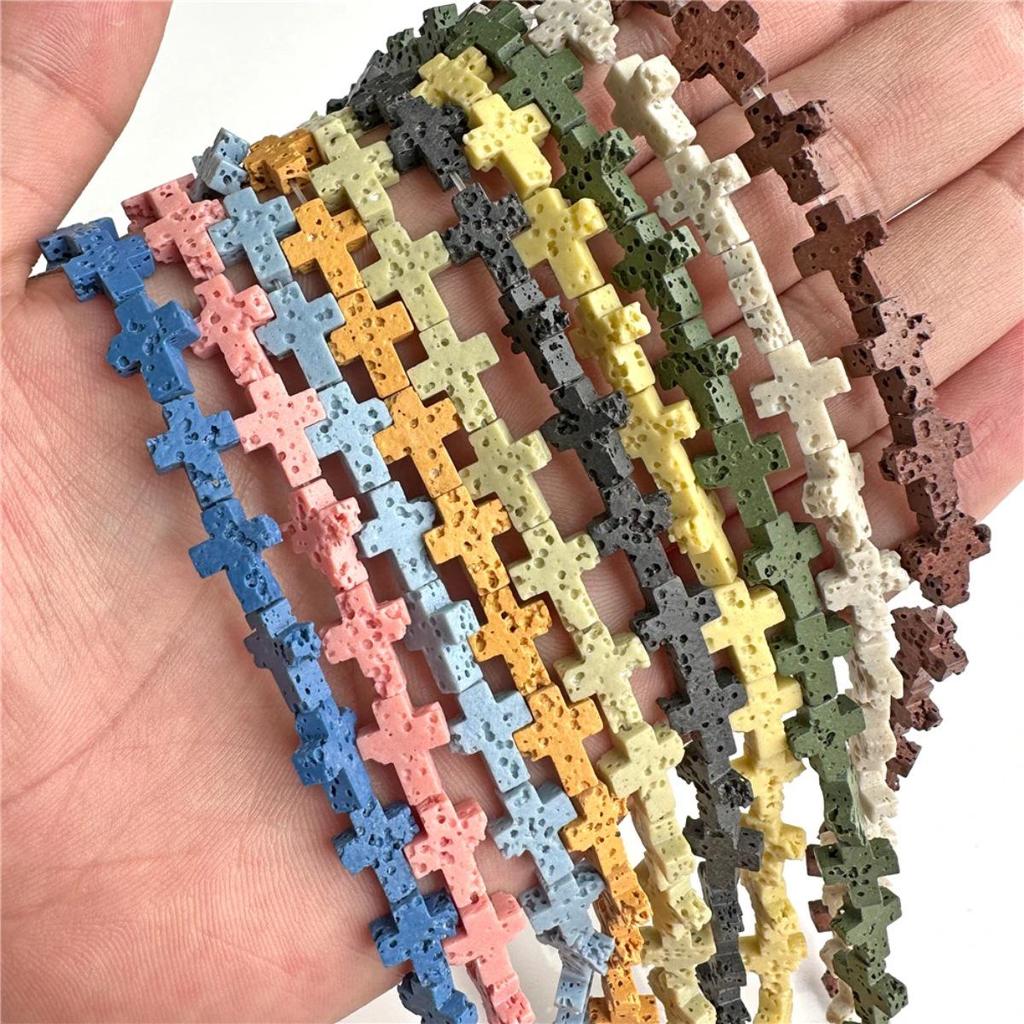 Multi-Color Volcanic Stone Beads for DIY Jewelry: Abacus, Cube, Cylinder, Heart Shapes