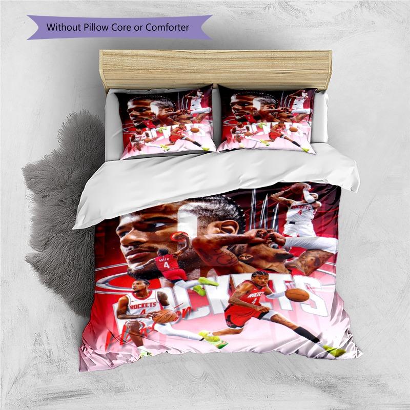 Basketball Star Player Team Collage Print 3‑Pieces Duvet Cover Set Sport Fan Bedding Bedroom Home Decor Without Pillow Core Comforter