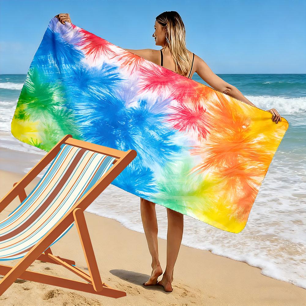 Colorful Tie-Dye Beach Towel Beach Towel Quick-drying for Travel Outdoor Sports Jogging Beach and Swimming