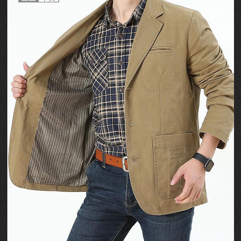 Men's Plus Size Cotton Blazer Jacket - Korean Style Spring/Autumn
