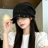 Rivet Ornament Slouchy Beret Solid Color Studded Beanie Newsboy Cap Short Brim Hat  Fashion Girls