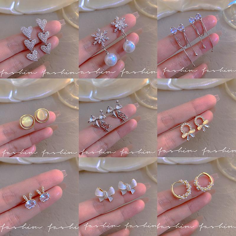 High-End 925 Sterling Silver Pearl Zirconia Earrings for Women - Cool Forest Style