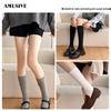 AMUSIVE Girls' Mid-Calf Ruffle Socks with Vertical Stripes - Japanese Style for Casual Wear with Leather Shoes