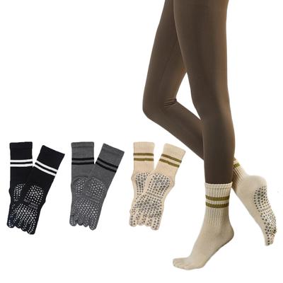 Von Pilates Yoga Yoga antibakterielle desodorierende Sport Pilates lang geeignet für alle erhältlich in 6 Pilates Socken khaki [Drawyume] [Set 3] Socken, 5-Zehen