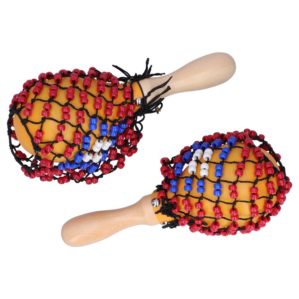 2Pcs Tambourine Sand Hammer Shakers Bead Net Hand Percussion Musical Instrument for Party Games