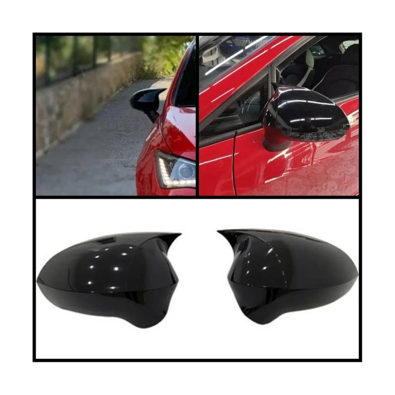 Car Mirror Cover Caps for Seat LEON 1P IBIZA 6J EXEO 3R 2008-2017 Side Rear View External Part(Black)