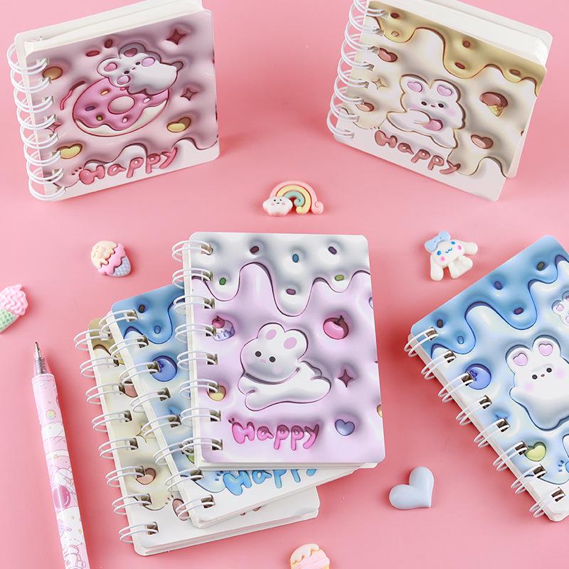Creative 3D Cute Rabbit Spiral Pocket Notebook - Ideal for Elementary Students